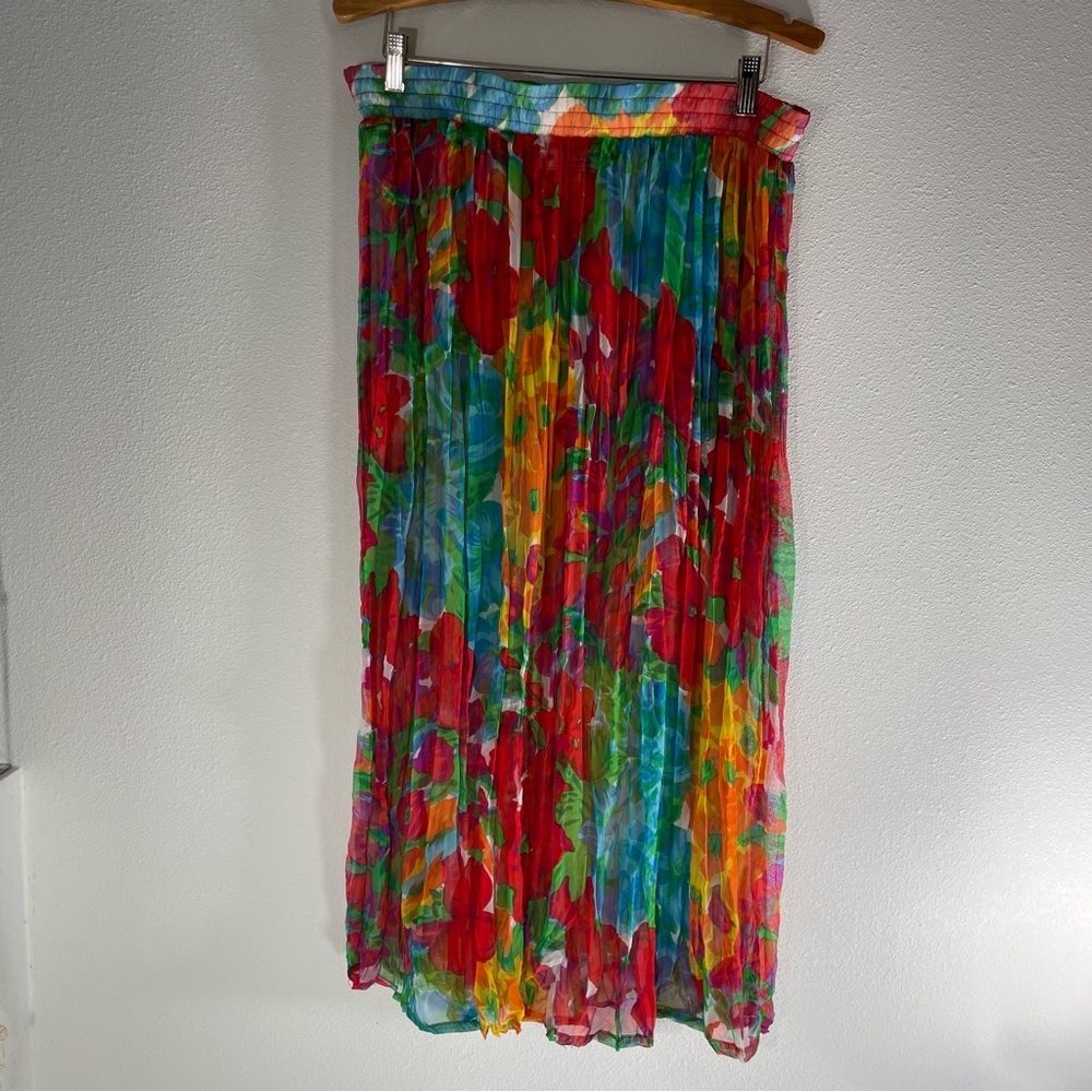 Vintage Sophisticates by Jonathan Martin Floral Pleated Maxi Skirt sz M
